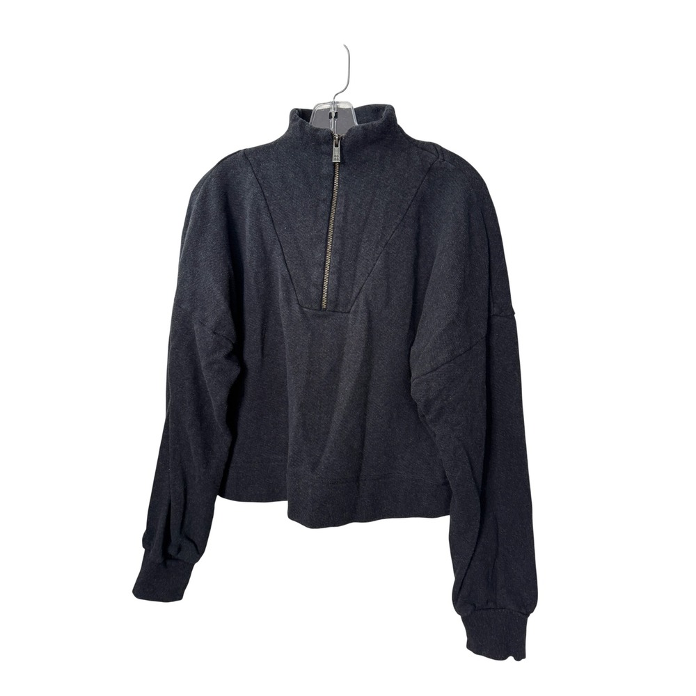 Sweaty Betty Quarter Zip Sweatshirt Charcoal Grey Cropped Funnel Neck Pullover